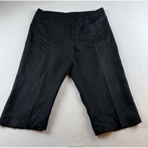 Coldwater Creek Capri Pants Womens 10 Black All Linen Straight Leg Pockets